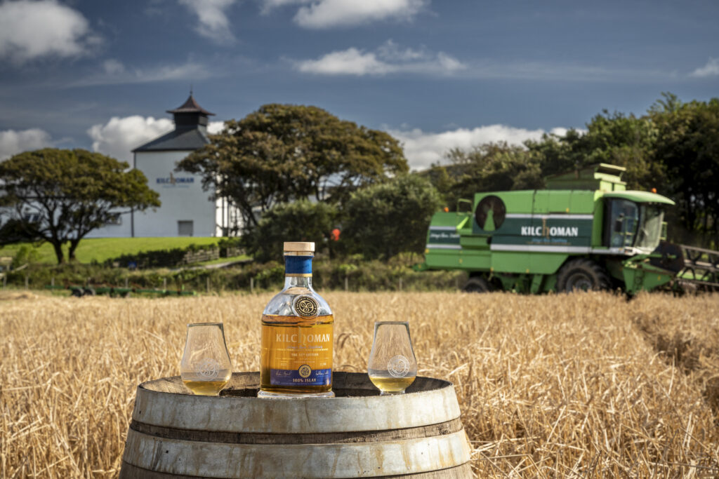 Kilchoman 100% Islay from barley to bottle in the barley field with the combine
