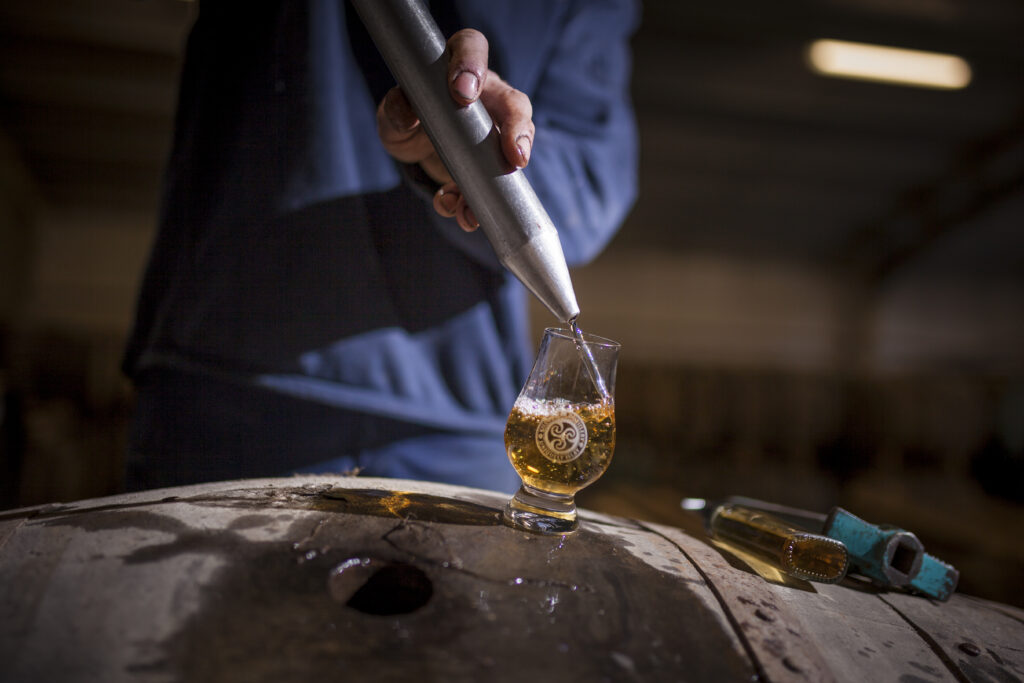Cask sample from a barrel at Kilchoman Distillery